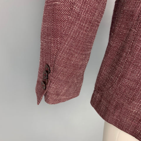 BRILLA Size 34 Burgundy & Pink Woven Single Breasted Sport Coat