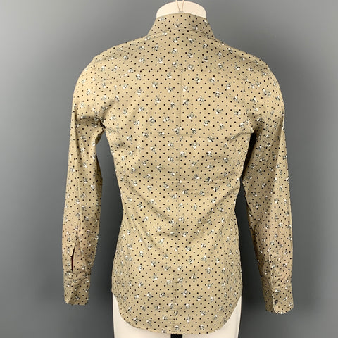 DOLCE & GABBANA Sicilia Size M Taupe & Black Skulls Cotton Button Down Long Sleeve Shirt