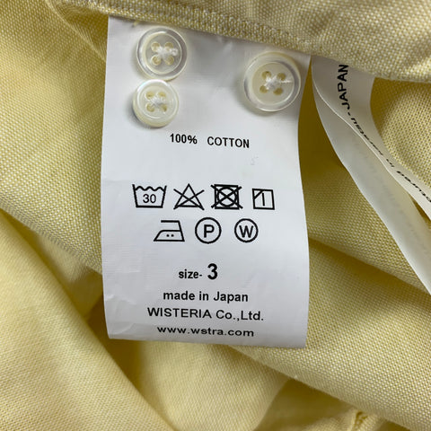 FUJITO Size L Yellow Cotton Button Down Long Sleeve Shirt