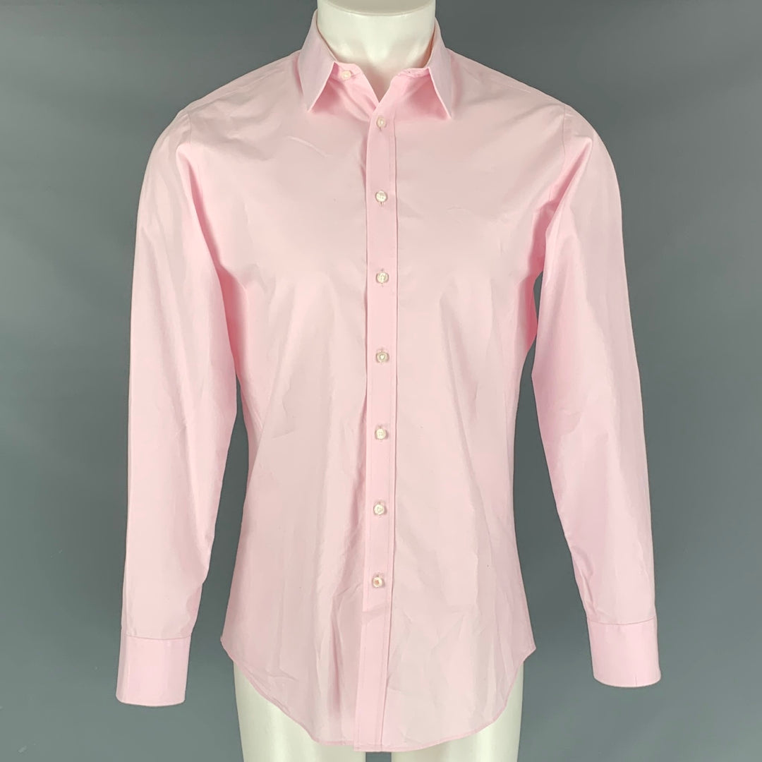 PINK Taille M Chemise à manches longues boutonnée en coton uni rose