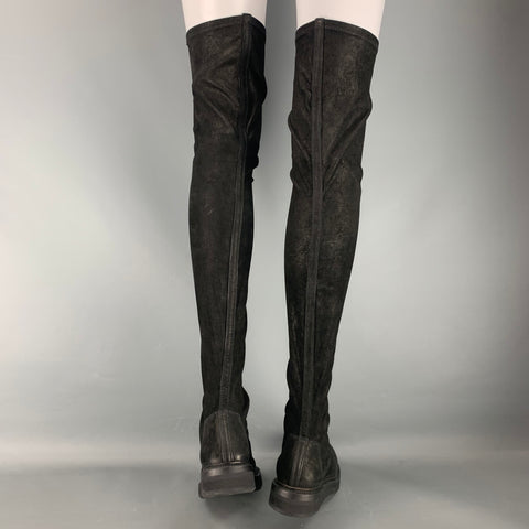 RICK OWENS Talla 7 Botas sin cordones de piel de cordero de cuero negro