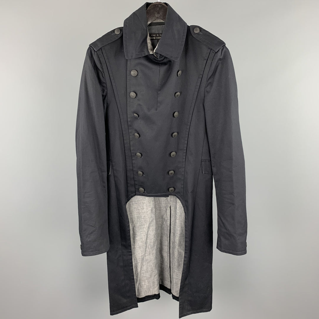 RAG & BONE Size 36 Black Cotton Double Breasted Tails Coat