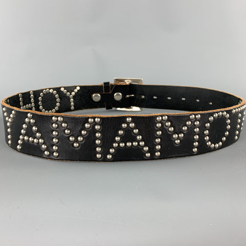 Vintage YOHJI YAMAMOTO Size 32 Black Studded Name Leather Belt