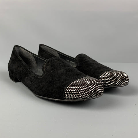 STUART WEITZMAN Talla 6.5 Mocasines planos de ante negro plateado