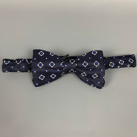 ERMENEGILDO ZEGNA Navy Diamond Silk Bow Tie