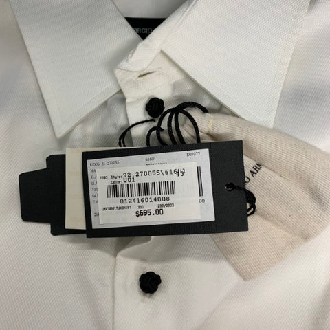 GIORGIO ARMANI Size XL Solid White Cotton French Cuff Long Sleeve Shirt
