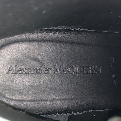ALEXANDER MCQUEEN Talla 11 Botas con cordones de cuero con puntadas en contraste negras