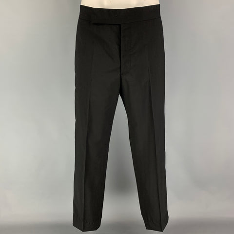 EMPORIO ARMANI Size 42 Black Grid Peak Lapel Tuxedo Suit