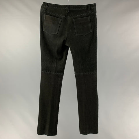 RALPH LAUREN COLLECTION par taille 10 Pantalon décontracté western en daim noir
