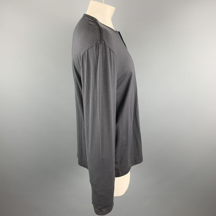 JOHN VARVATOS Size XXL Charcoal Solid Cotton / Wool Henley Henley Shirt