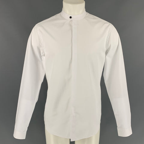 THE KOOPLES Size M White Cotton Nehru Collar Relaxed Long Sleeve Shirt