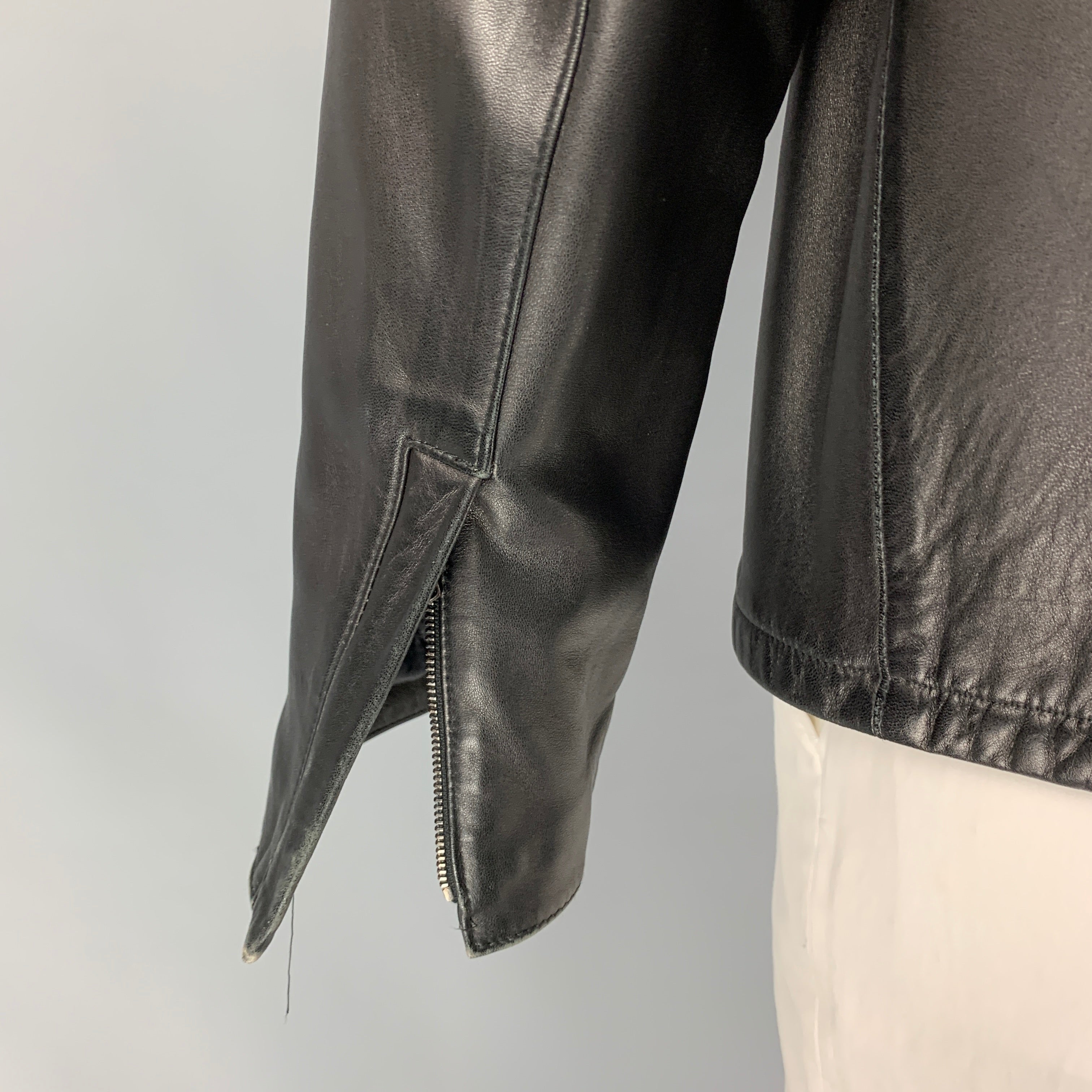 RALPH LAUREN Purple Label Size XL Size 44 Black Lambskin Bomber