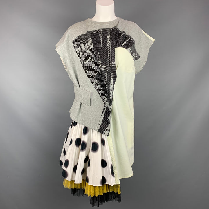 MARC by MARC JACOBS Size S Gray & White Blurred Dot Print Cotton Asymmetric Dress