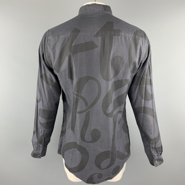 VIKTOR & ROLF Size L Charcoal Print Cotton Long Sleeve Shirt