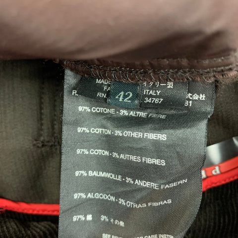 PRADA Talla 6 Pantalones casuales de pana marrón con frente plano