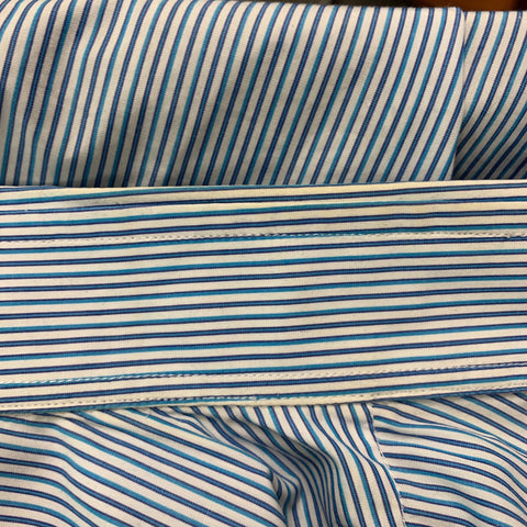 LANVIN Size M Blue White Stripe Cotton Button Up Long Sleeve Shirt
