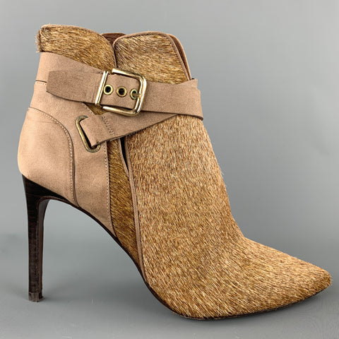 DONALD J PLINER Talla 7 Botines de cuero color canela