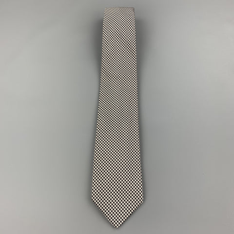 HACKETT LONDON Black & White Houndstooth Silk Tie