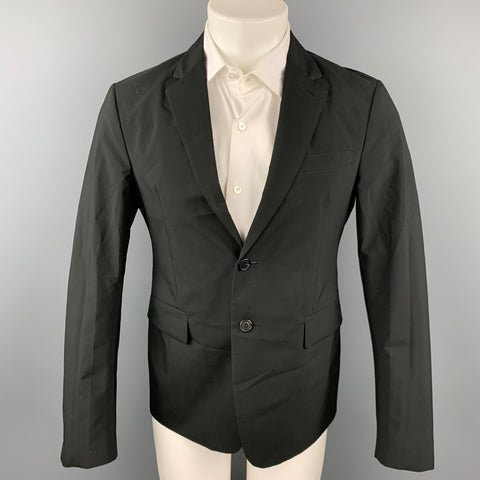 PRADA Talla 38 Abrigo deportivo de un solo pecho de poliéster / poliamida negro