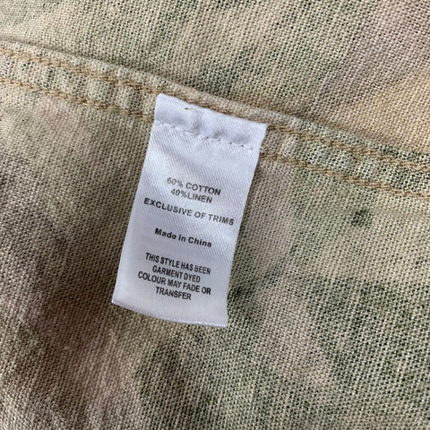 NIGEL CABOURN x LYBRO Size 38 Olive & Yellow Camouflage Cotton / Linen Zip Up Jacket