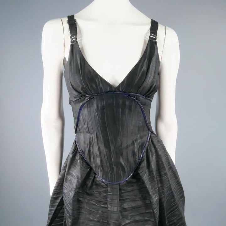 COSA NOSTRA by Jeffrey Sebelia Size M Black Textured Silk Blend Jacket & Dress Set