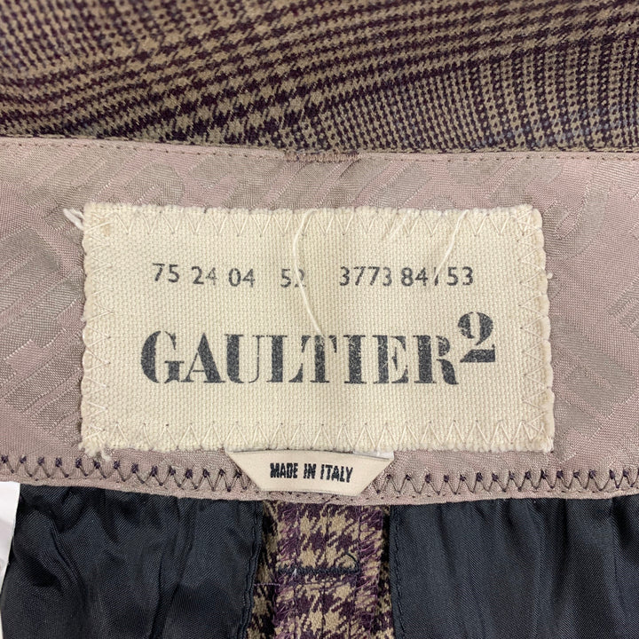 GAULTIER2 by JEAN PAUL GAULTIER Size 6 Brown Tan Wool Rayon Plaid High Waisted Dress Pants