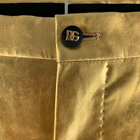 DOLCE & GABBANA Size 36 Gold Metallic Polyamide Elastane Jean Cut Dress Pants