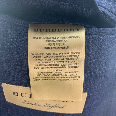 BURBERRY Size 42 Navy Blue Wool Blend Notch Lapel Suit
