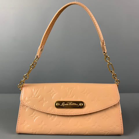 LOUIS VUITTON Pochette Vernis Sunset Blvd en cuir verni gaufré beige