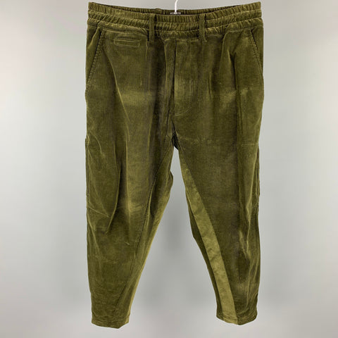 GOLDEN GOOSE Size M Olive Corduroy Cotton Elastic Waistband Casual Pants