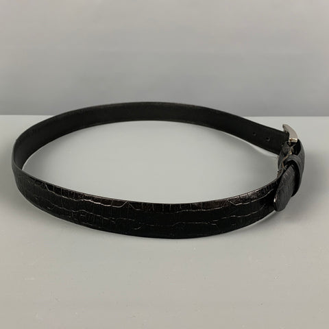 VINTAGE Taille 44 Ceinture en cuir gaufré noir
