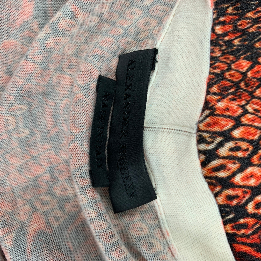ALEXANDER MCQUEEN Size S Black Orange Print Wool Buttoned Cardigan
