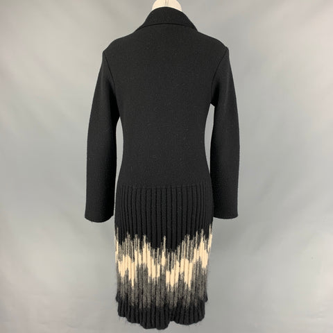 M MISSONI Talla 8 Abrigo cruzado degradado de mezcla de lana negra y beige