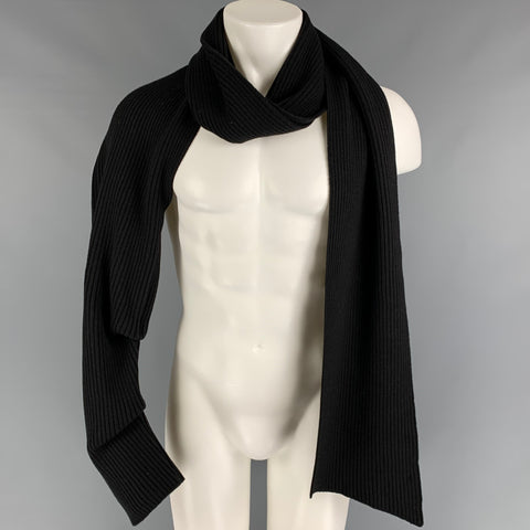 ANDERSON BELL Size S Black Knitted Wool Acrylic One Sleeve Scarf