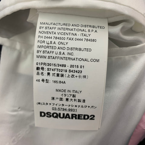 DSQUARED2 Size 36 Navy White Dots Wool Notch Lapel Suit