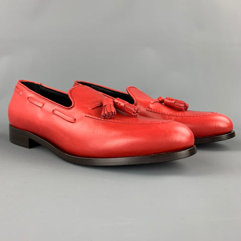 PAUL SMITH Size 10 Red Leather Tassels Loafers