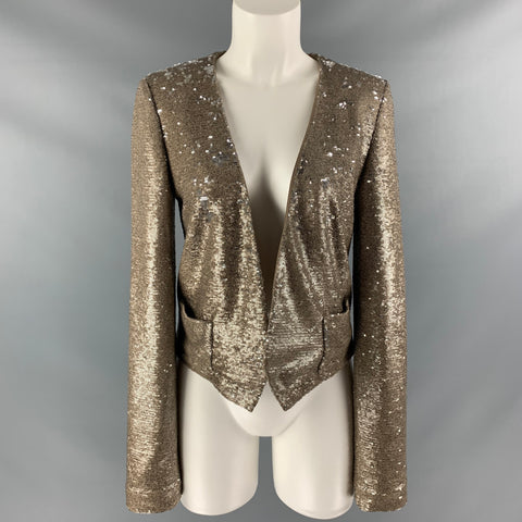 RACHEL ZOE Size S Gold Silver Polyester & Spandex Sequined Jacket