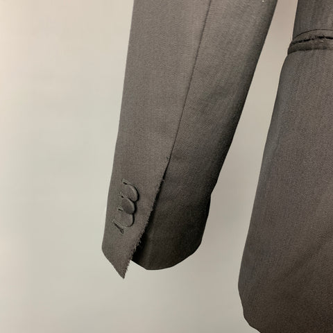 DOLCE & GABBANA Size 38 Black Wool Peak Lapel Double Breasted Sport Coat