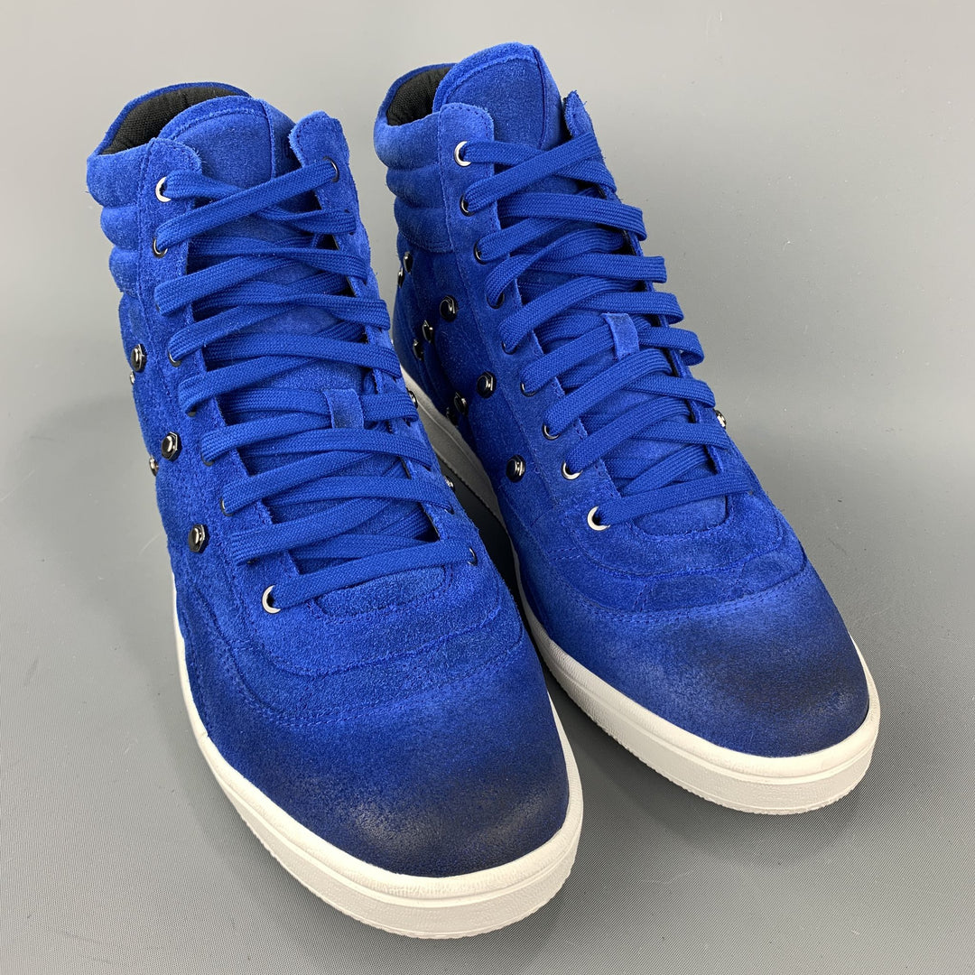 JUST CAVALLI Size 10.5 Quilted Royal Blue High Top Sneakers