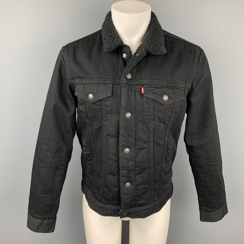 LEVI'S PREMIUM Size M Black Denim Capital E Trucker Jacket