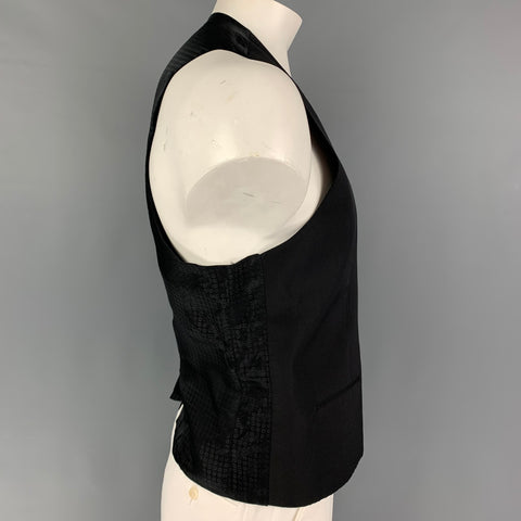 DOLCE & GABBANA Size 46 Black Wool Silk Buttoned Vest