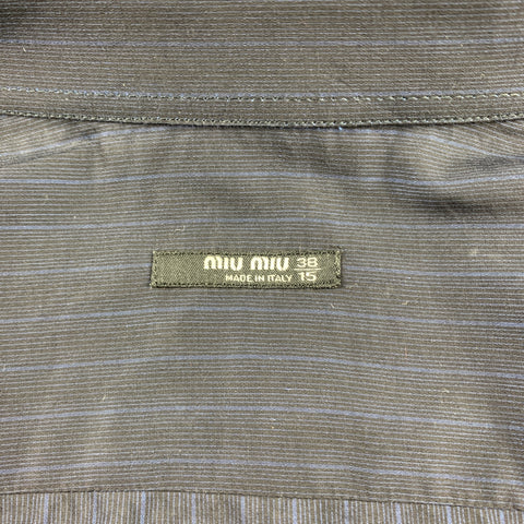 MIU MIU Size S Navy Stripe Cotton Button Up Long Sleeve Shirt