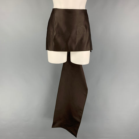 PRADA Talla 4 Minifalda de seda satinada doble marrón