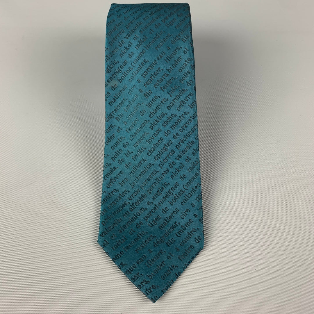 CLAUDE MONTANA Teal Silk Epingles de Cravates Tie