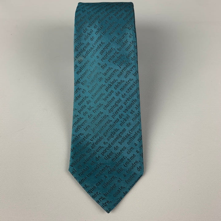 CLAUDE MONTANA Teal Silk Epingles de Cravates Tie