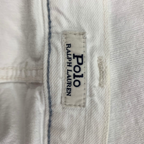 POLO by RALPH LAUREN Size 30 White & Navy Skull Cotton Zip Fly Jeans