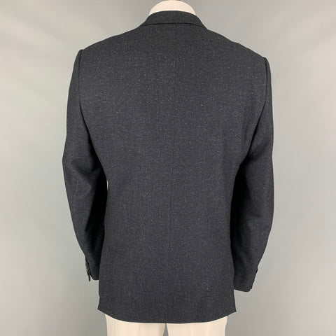 CALVIN KLEIN COLLECTION Size 46 Navy Heather Wool Silk Sport Coat