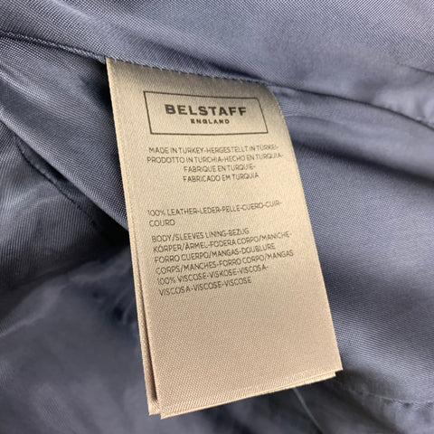 BELSTAFF Size M Gray Leather Zip Up Jacket