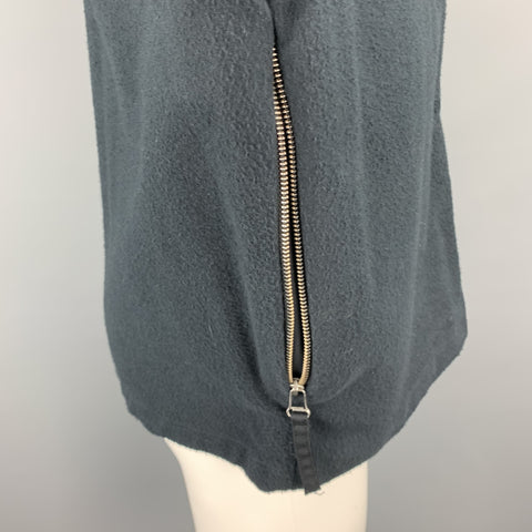 OUR LEGACY Size S Navy Textured Cotton High Collar Zip Jacket