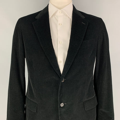 PRADA Taille 42 Manteau de sport à revers cranté en coton velours côtelé noir